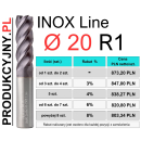 Frez z promieniem naroża fi 20 R1 INOX LINE